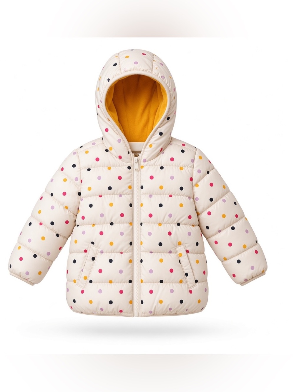 Old Navy Baby  Polka Dot Hooded Puffer Jacket - Cream with Multicolor Dots